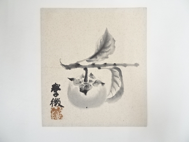JAPANESE ART / HAND PAINTED SHIKISHI / PERSIMMON / ARTISTS WORK